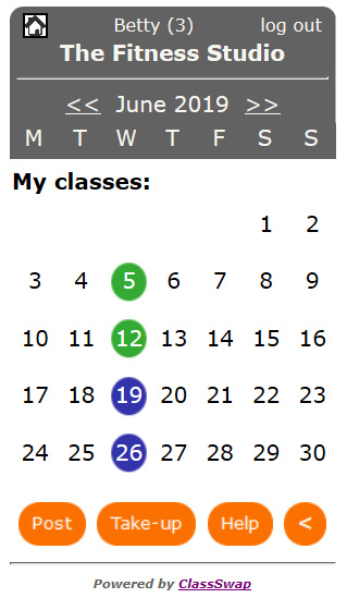 Class Swap Images - client calendar view