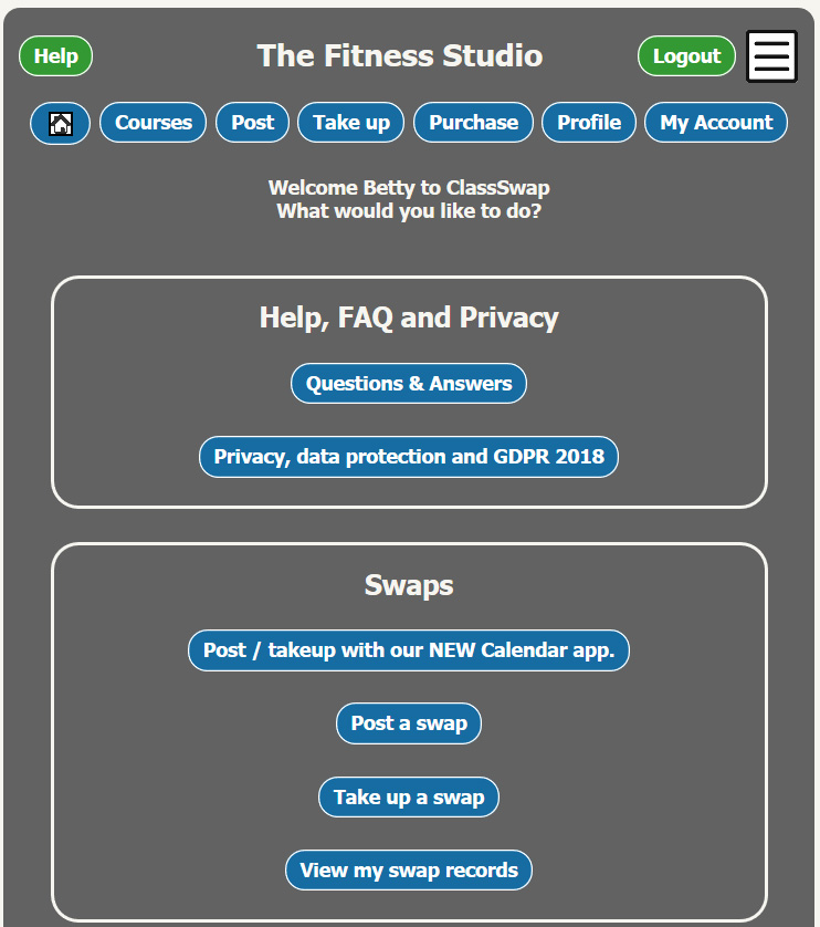 Class Swap Images - client menu page